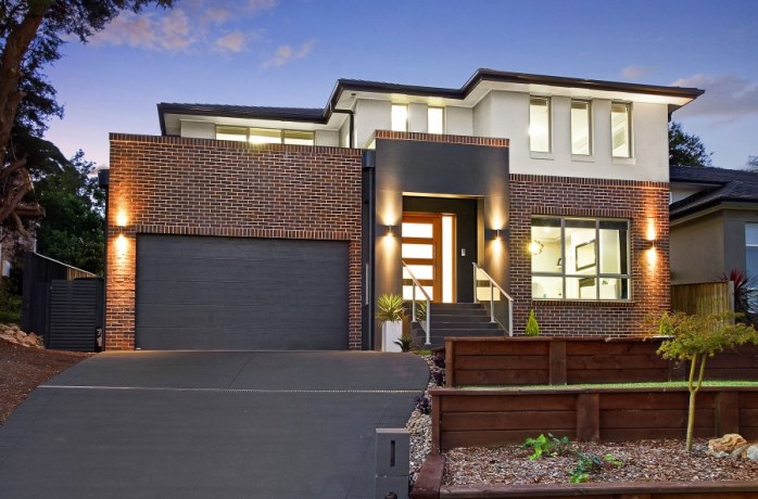 Castle Hill — Brick and render facade with timber entry door