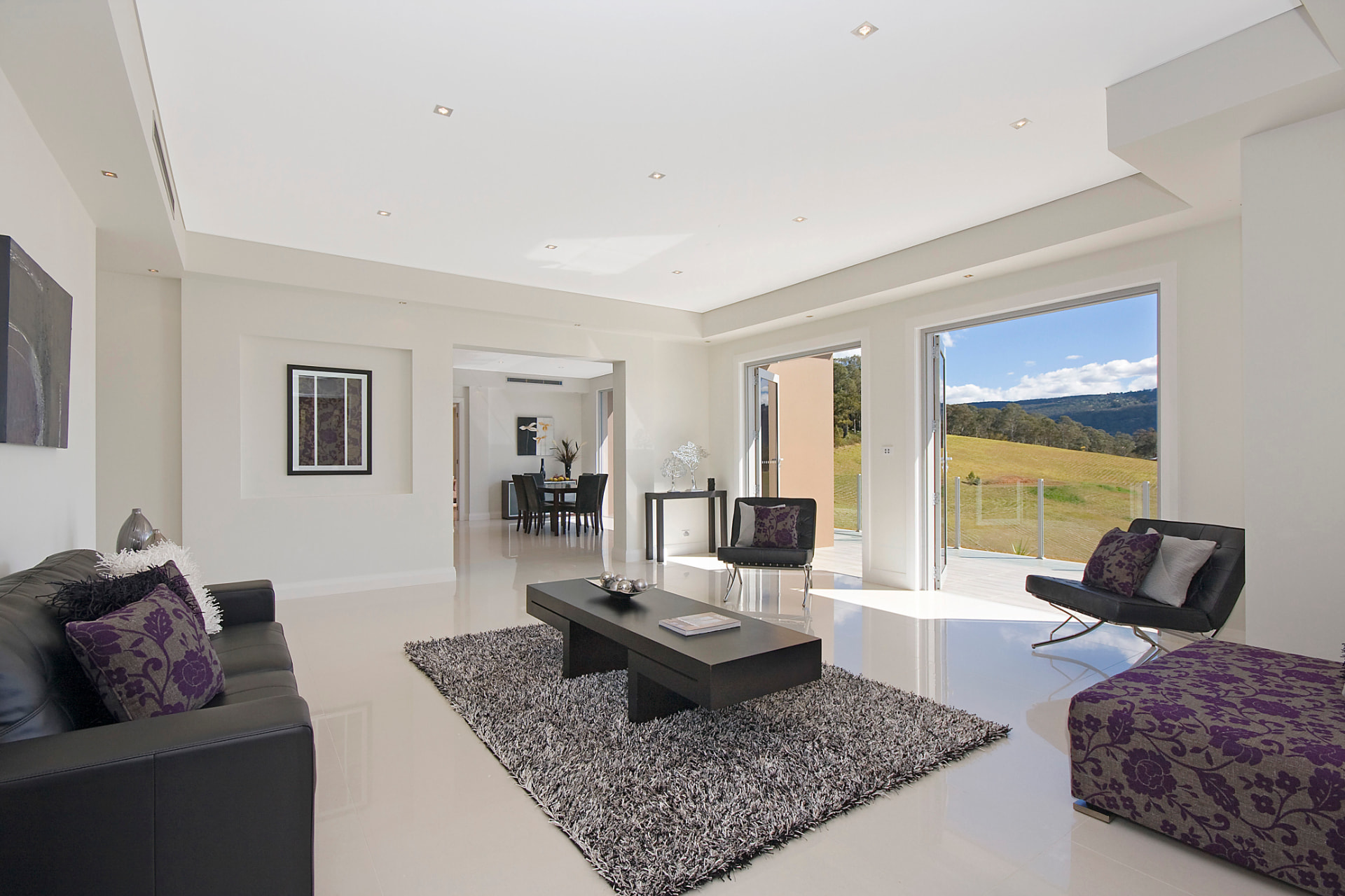Kurrajong — Formal living opening to the terrace and rural views